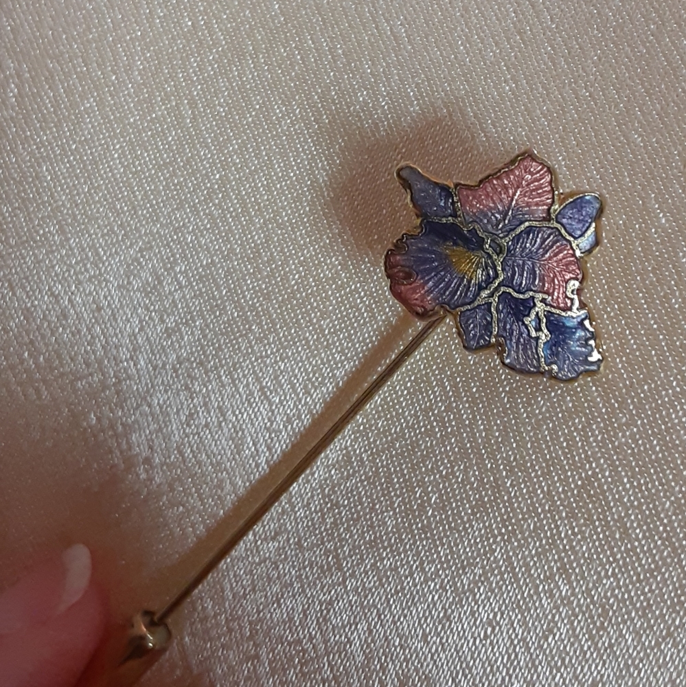 Vintage Cloisonne brooch and hat pin set - Picture 4 of 8